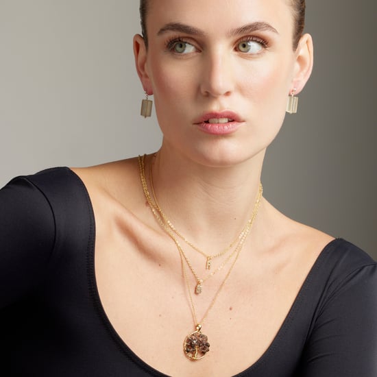 Luxenterhalsband med glänsande zirkonia 18k guldfinish - Alfabet - Image 2
