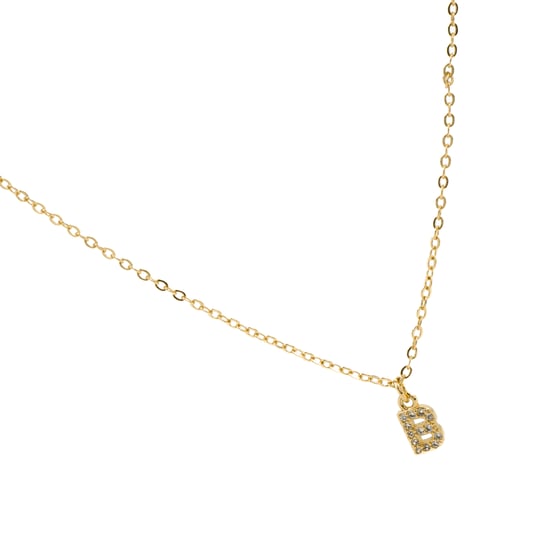 Luxenterhalsband med glänsande zirkonia 18k guldfinish - Alfabet - Image 3