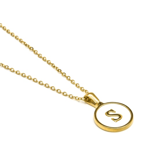 Luxenter-halsband i vit pärlemor med 18K guldfinish - Alfabet - Image 3