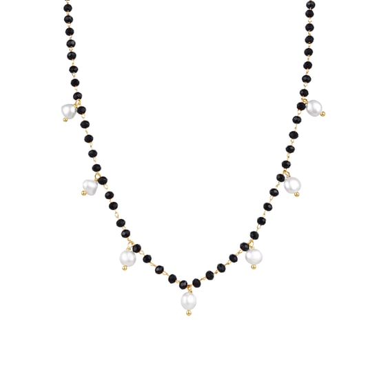 Luxenter Sterling Zilver 925 collier met witte parel afgewerkt in 18K geelgoud - Seika - Image 1