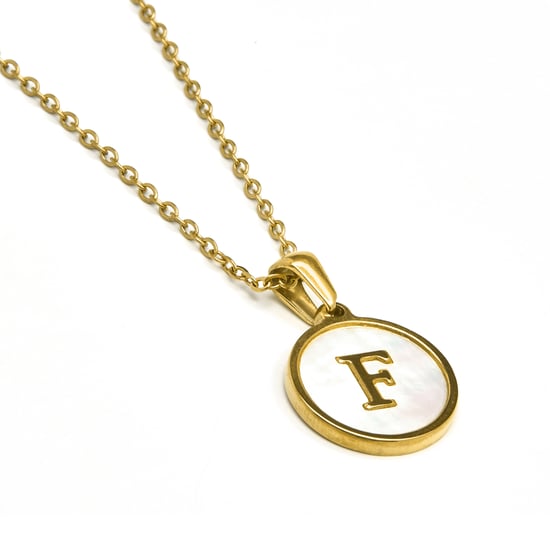 Luxenter collier in wit parelmoer afgewerkt in 18K geel goud - Alfabet - Image 3