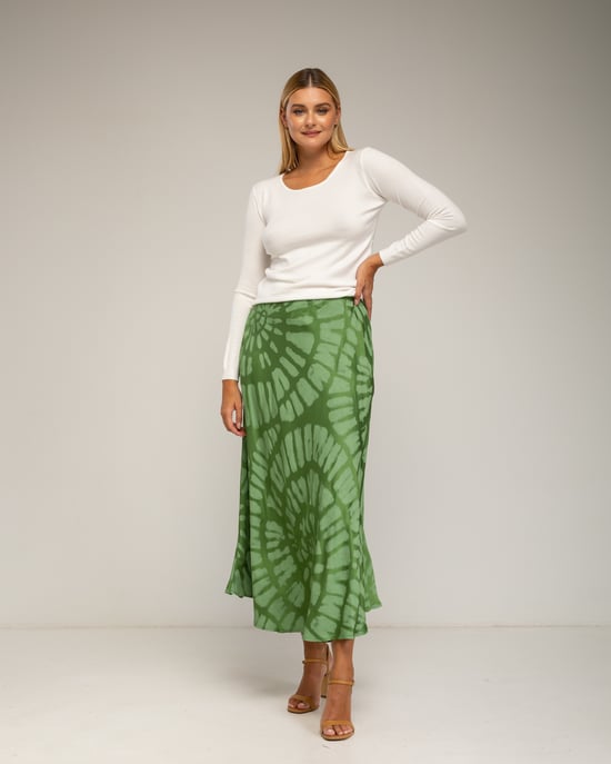 Midi rok van zijde, geometrische print - Image 4