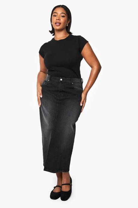 Plus Denim Midaxi Skirt - Image 1