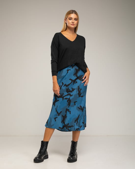 Midi geprinte rok met zijde - Image 4