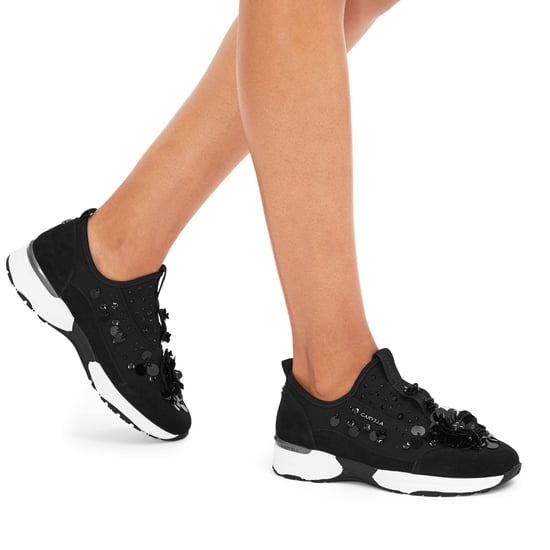 Carvela Suede Fabric Tempo Flower Sneakers - Image 5