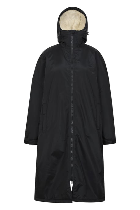 'Tidal' Women's Changing Robe with Front Pockets Adjustable Hood Waterproof Beach Parka Black - Image 5