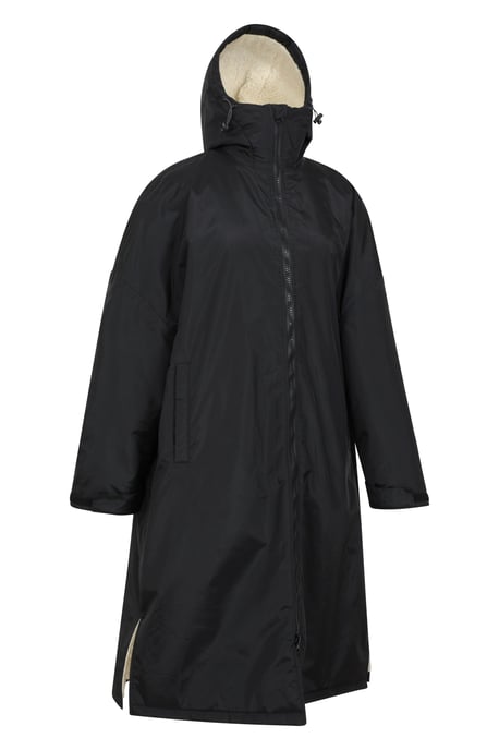 'Tidal' Women's Changing Robe with Front Pockets Adjustable Hood Waterproof Beach Parka Black - Image 6