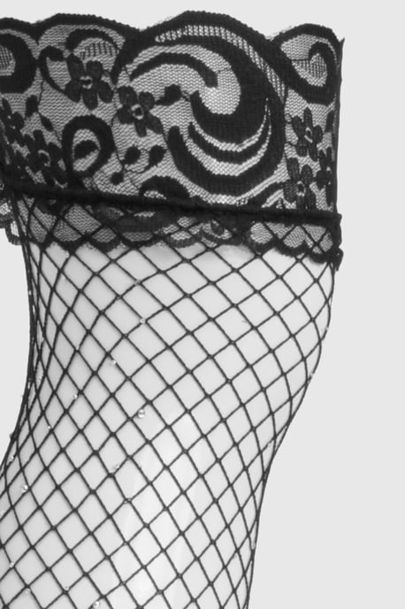 Diamante Embellished Fishnet Hold Ups - Image 3