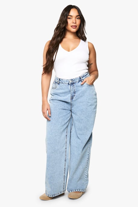 Plus High Waist Bum Shaper Wide Leg Jean - Image 1