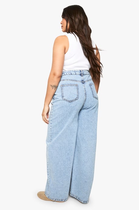 Plus High Waist Bum Shaper Wide Leg Jean - Image 2