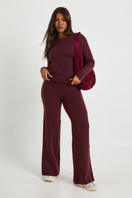 Super Soft Button Cuff Detail Oversized Jumper and Wide Leg Trouser Co-Ord - Image 1