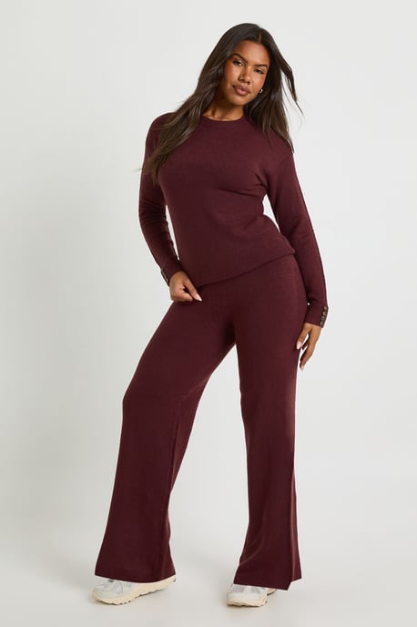 Super Soft Button Cuff Detail Oversized Jumper and Wide Leg Trouser Co-Ord - Image 3