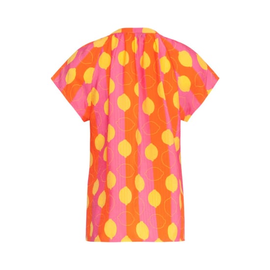 Smashed Lemon 25001 v-hals korte mouw top met citroenstrepen print | - Image 5
