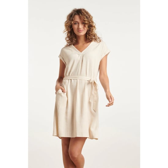 Smashed Lemon 24087 loose linnen jurk met v-halsriem | - Image 1