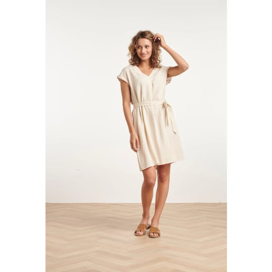 Smashed Lemon 24087 loose linnen jurk met v-halsriem | - Image 4