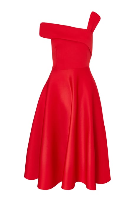 Red Asymmetric Midi Dress - Image 2