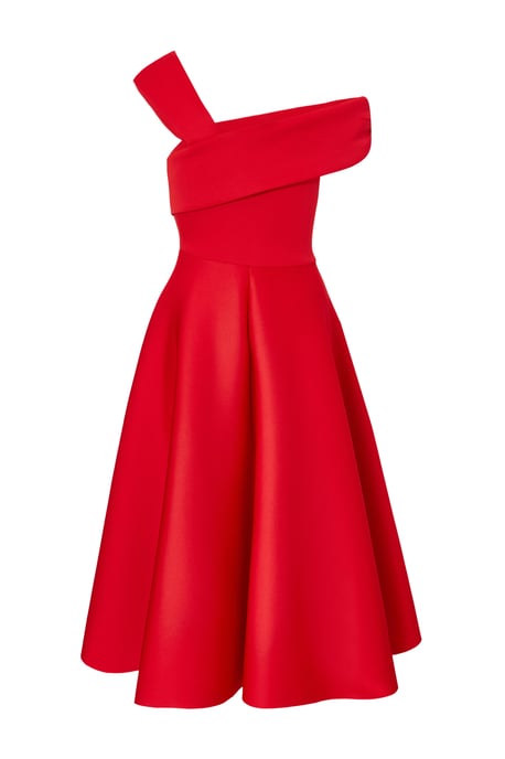 Red Asymmetric Midi Dress - Image 5