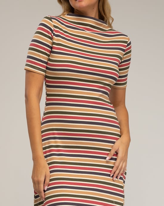 Gestreepte midi-jurk - Image 4