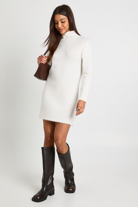 High Neck Super Soft Knitted Mini Dress - Image 2