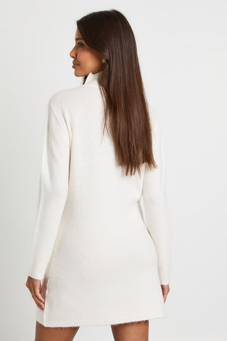 High Neck Super Soft Knitted Mini Dress - Image 3