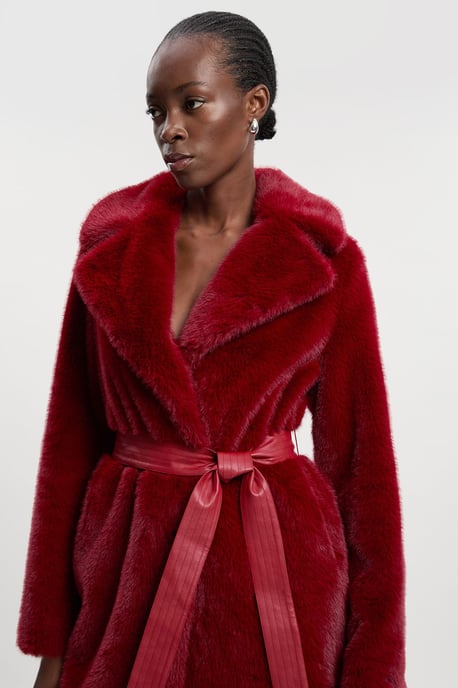 Faux Fur Longline Coat - Image 2