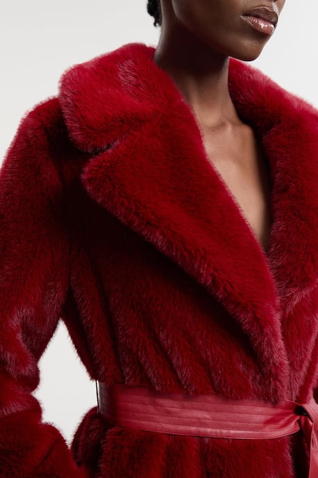 Faux Fur Longline Coat - Image 3