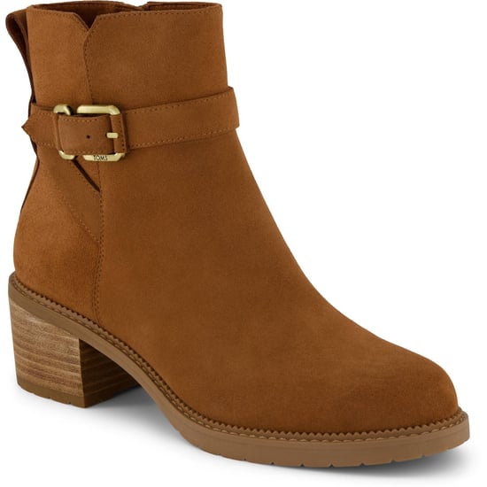 TOMS Hailey Buckle Leather Women's Amber Brown Heeled Ankle Boots - Image 1