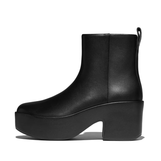FitFlop Platform Leren Dameslaarzen met Hakken Zwart - Image 3