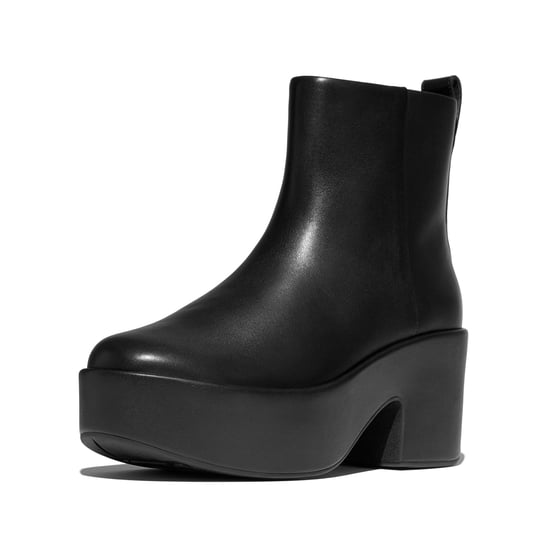 FitFlop Platform Leren Dameslaarzen met Hakken Zwart - Image 4