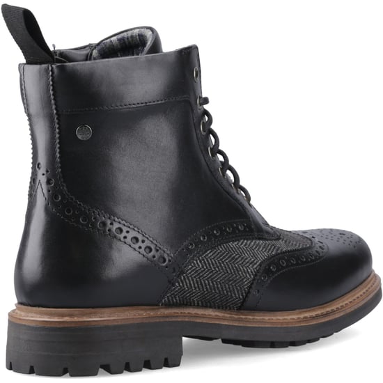 Hunter Loch Brogue Ankle Boot Leather Men's Black Ankle Boots - Image 2
