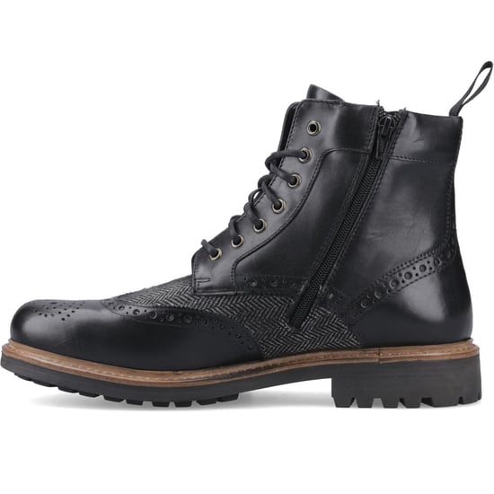 Hunter Loch Brogue Ankle Boot Leather Men's Black Ankle Boots - Image 4