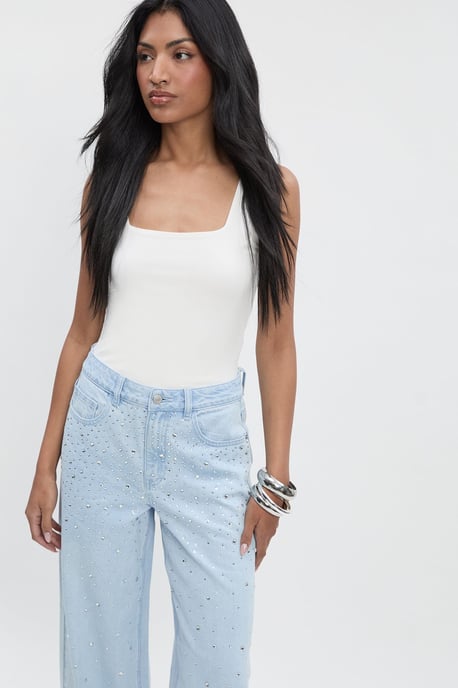 Embellished High Waist Straight Leg Jean - Image 3