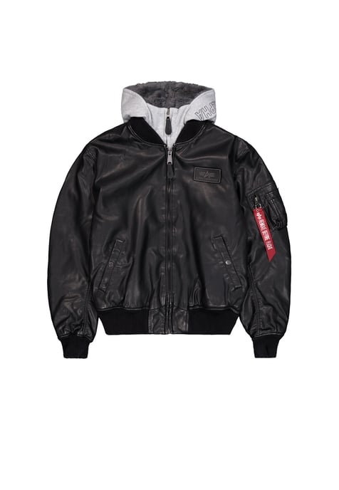 MA-1 D-Tec Faux Leather Bomber Jacket - Image 1