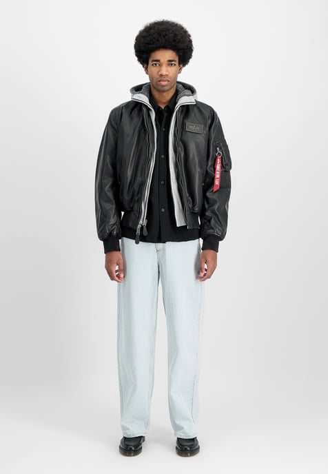 MA-1 D-Tec Faux Leather Bomber Jacket - Image 2