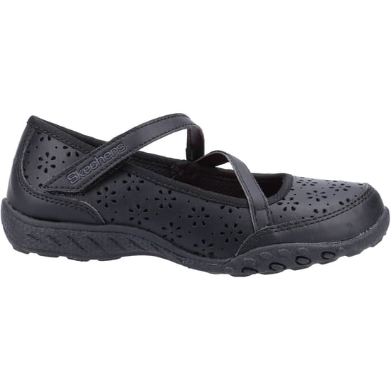 Skechers Breathe Easy Playground Poppies Meisjes Zwart Leren Schoenen - Image 4