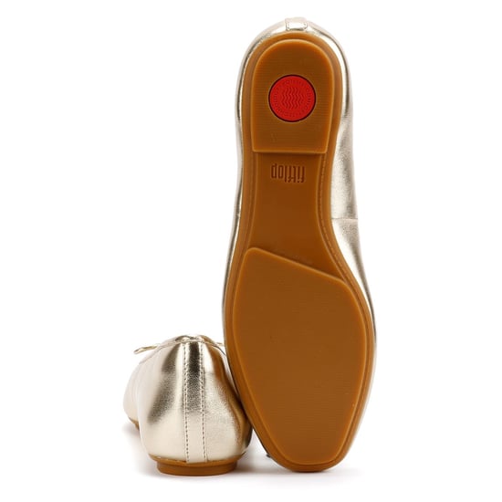 FitFlop Delicato Metallic Leather Women's Platino Ballet Flats - Image 4