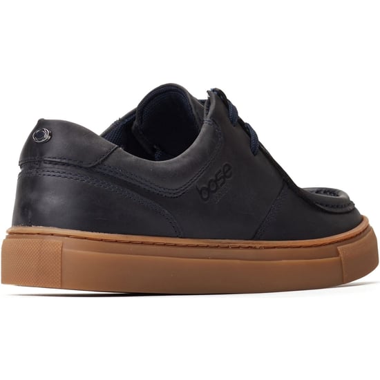 Base London Dalston Leather Men's Navy Moccasins Shoes - Image 2