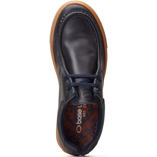 Base London Dalston Leather Men's Navy Moccasins Shoes - Image 4