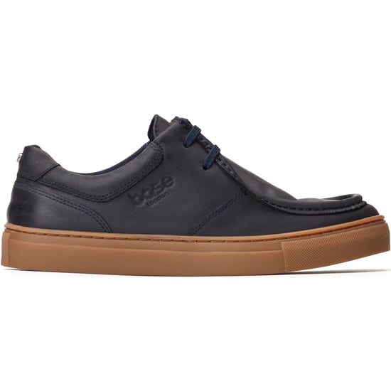 Base London Dalston Leather Men's Navy Moccasins Shoes - Image 5