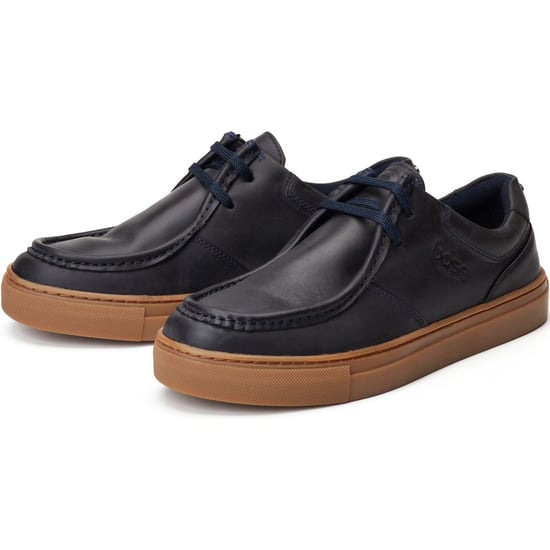 Base London Dalston Leather Men's Navy Moccasins Shoes - Image 6