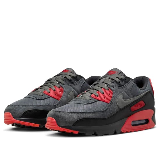 Nike Air Max 90 Men’s Trainers in Black/Grey/Red - Image 3