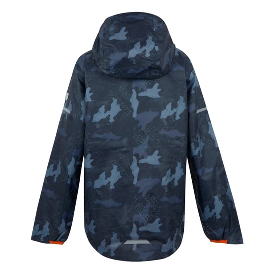 Regatta Childrens/Kids Lever II Camo Waterproof Jacket (Navy/Tangerine Tango) - Image 2