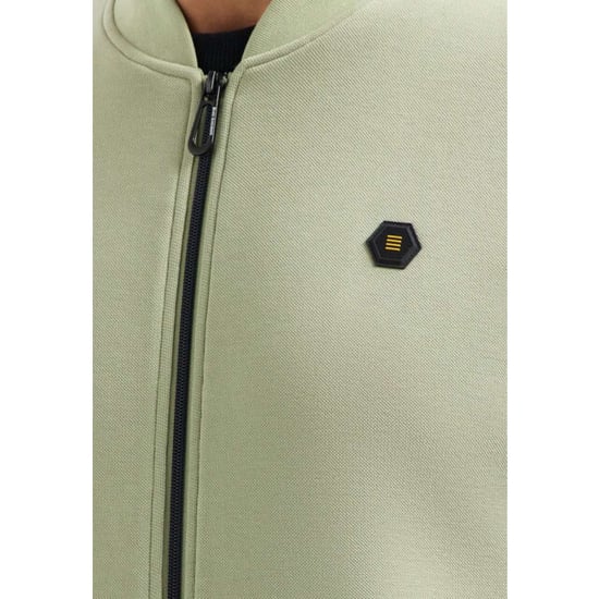 No Excess Sweater full zipper pique bomber light moss - Image 3
