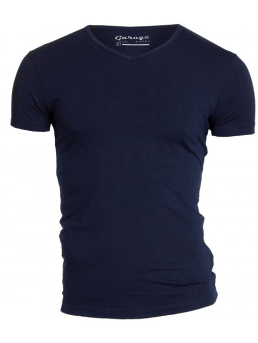 Garage Basis t-shirt v-hals bodyfit blauw - Image 2