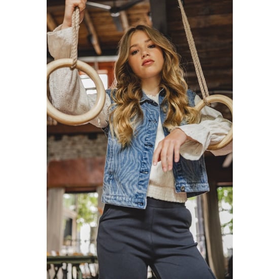 Looxs Revolution Blue denim gilet swirl voor meisjes in de kleur - Image 1