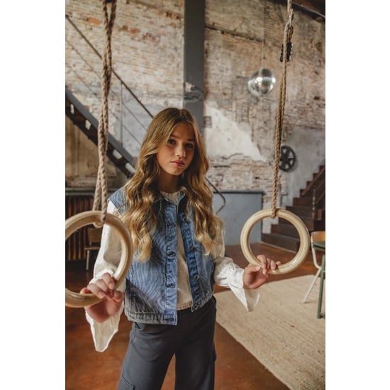 Looxs Revolution Blue denim gilet swirl voor meisjes in de kleur - Image 2