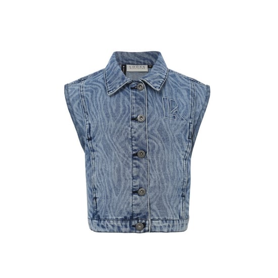 Looxs Revolution Blue denim gilet swirl voor meisjes in de kleur - Image 4