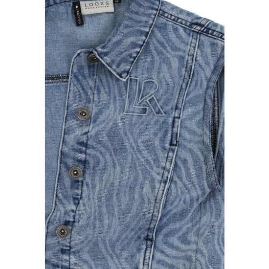 Looxs Revolution Blue denim gilet swirl voor meisjes in de kleur - Image 5