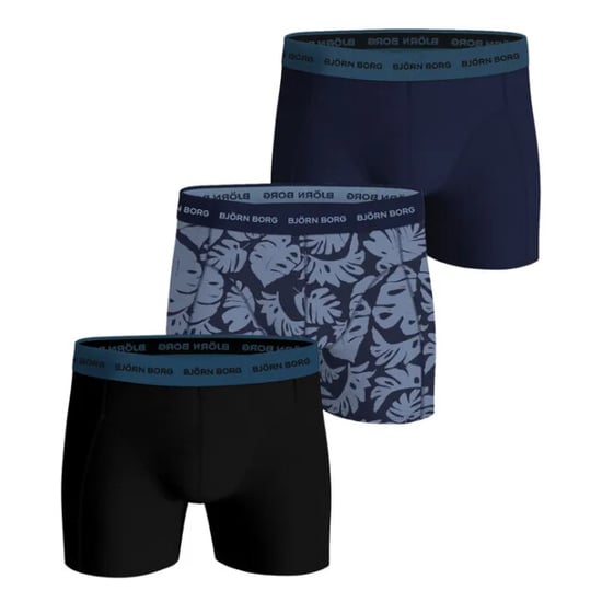 Björn Borg Björn borg cotton stretch boxershorts 3-pack – zwart, donker & bladerenprint - Image 1