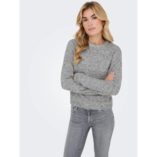 Jacqueline de Yong alva life l/s embellish pullover 15351917 medium grey melange - Image 2